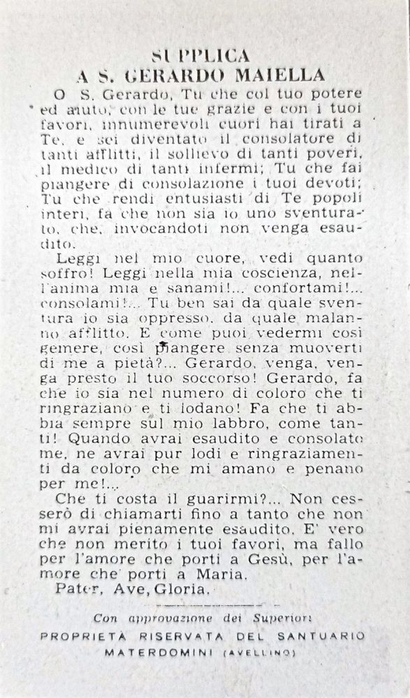 Supplica a San Gerardo Maiella